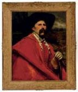 Portrait Of A Gentleman Wearing A Red Cloak by Ferdinand Victor Leon Roybet
