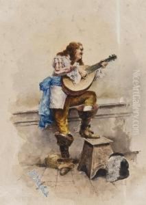 Musician With Lute by Ferdinand Victor Leon Roybet