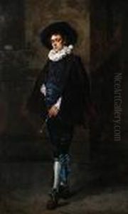 Standing Cavalier In Blue by Ferdinand Victor Leon Roybet