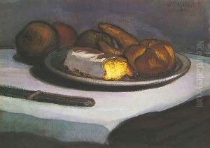 Still Life with Bread Rolls and a Knife by Wladyslaw Slewinski