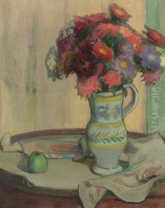 Green Apple and Flowers by Wladyslaw Slewinski