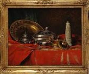 Pieces D'argenterie Sur Entablement by Ferdinand Victor Leon Roybet