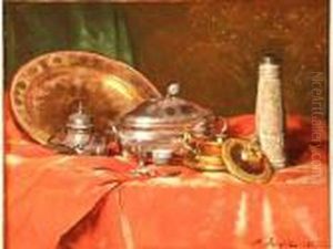 Nature Morte Aux Pieces D'orfevrerie by Ferdinand Victor Leon Roybet