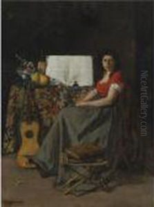 The Guitar Player by Ferdinand Victor Leon Roybet