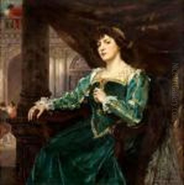 Portrait Of Mrs.clemenceau In 
Sixteenth Century Costume Signed 'f. Roybet' Bottomright, Oil On Panel 
44 X 44 In. Provenance: Kurte. Schon Ltd., New Orleans, Louisiana - view 1