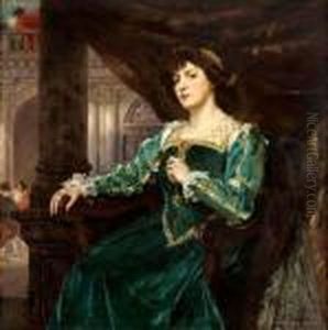 Portrait Of Mrs.clemenceau In
Sixteenth Century Costume Signed 'f. Roybet' Bottomright, Oil On Panel
44 X 44 In. Provenance: Kurte. Schon Ltd., New Orleans, Louisiana by Ferdinand Victor Leon Roybet