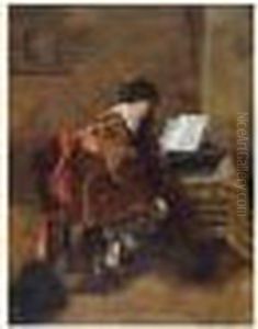 Violoncelliste A Sa Partition by Ferdinand Victor Leon Roybet