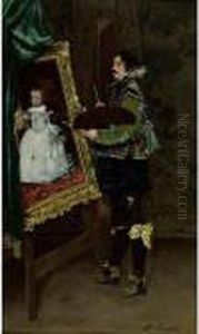 Velazquez Peignant L'infant Marguerite D'espagne by Ferdinand Victor Leon Roybet