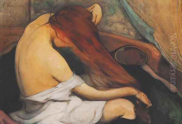 Woman Brushing her Hair - view 1