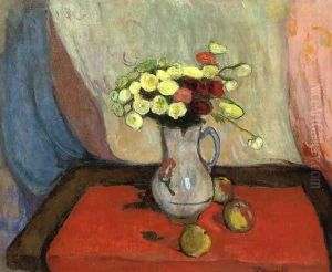 Vase of Flowers with Three Apples by Wladyslaw Slewinski