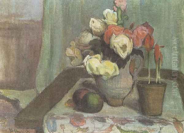 Still Life with a Vase of Flowers and a Pot of Tulips - view 1