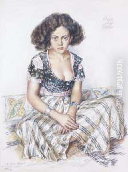 Jeune Tunisienne Assise En Tailleur - view 1