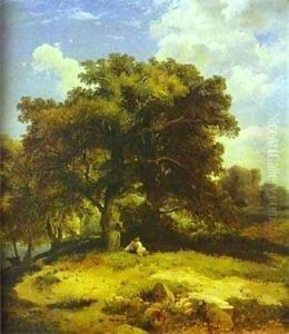 Landscape With Oaks 1850s Moscow Russia