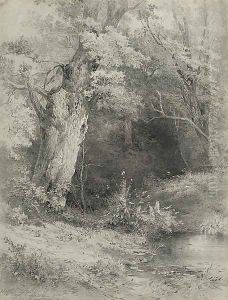 A riverbank by Alexei Kondratyevich Savrasov