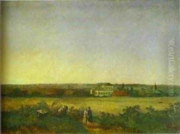 View In The Vicinity Of Moscow With A Mansion And Two Female Figures 1850 - view 1