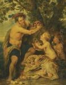 A Drinking Man With Putti And A Tiger by (studio of) Rubens, Peter Paul