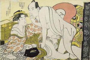 Lovers with hand to mouth, c.1785 by Yushido Shunsho