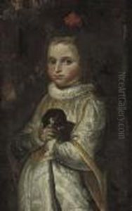 Portrait Of A Young Girl, Half-length, Holding A Dog Portrait Of A Young Girl, Half-length, Holding A Dog
