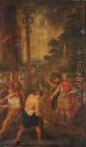 Figuresfighting Before A King