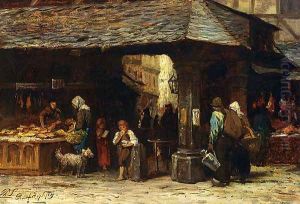 A Market Scene In Frankfurt