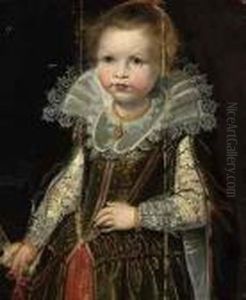 Portrait Of A Young Girl, Three-quarter-length, Holding A Fan