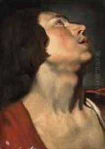 Study Of The Head Of A Man Looking Up