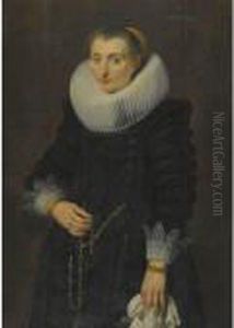 Portrait Of A Lady, Three
Quarter Length, Wearing A Black Dresswith A White Ruff And Holding A
Handkerchief by (studio of) Rubens, Peter Paul