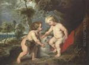 The Christ Child With The Infant Saint John The Baptist In Alandscape