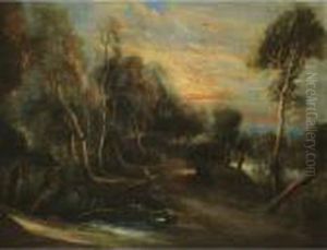 A Wooded Landscape At Sunset by (studio of) Rubens, Peter Paul