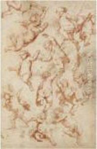 A Study Of A Woman Escaping A Sea Monster And A Pair O Flovers by (studio of) Rubens, Peter Paul