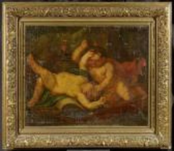 Two Fighting Putti - view 1