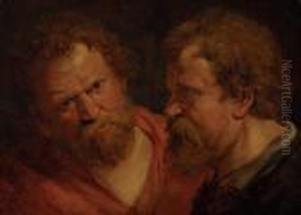 Study Of Two Male Heads - view 1