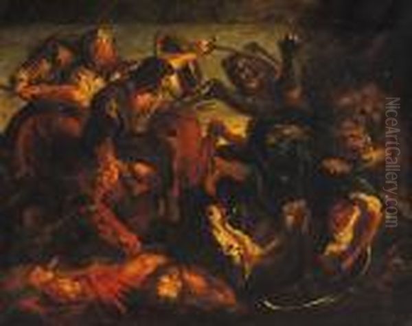 Hunting Scene With Lions - view 1