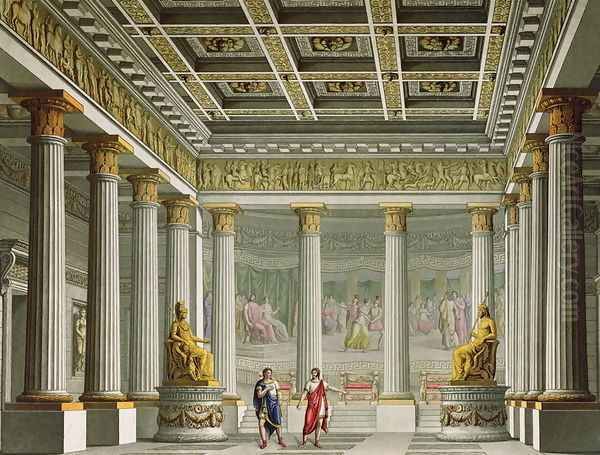 The Audience Hall in the Palace of Aegistheus, design for the ballet Orestes at La Scala Theatre, Milan, 1826 - view 1