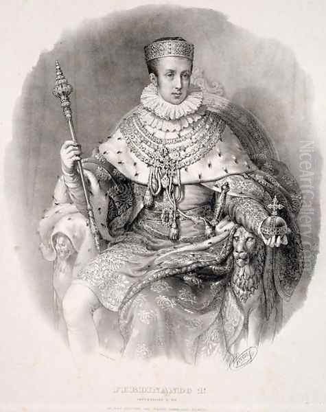 Ferdinand I 1793-1875, King of Lombardy-Venetia, in State Robes, from Incoronazione de SMIRA Ferdinando I, il Re del Regno Lombard-Veneto, published 1838 - view 1