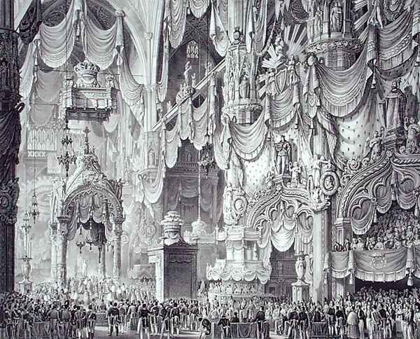 Coronation of Ferdinand I 1793-1875 in Milan Cathedral, 1st September 1838, engraved by Federico Cassina, from Incoronazione de SMIRA Ferdinando I, il Re del Regno Lombard-Veneto, published 1838 - view 1