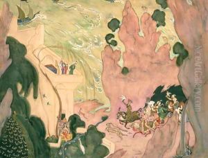 Curtain design for Nikolai Rimski-Korsakov's ballet 'Sheherezade', 1910 by Valentin Aleksandrovich Serov
