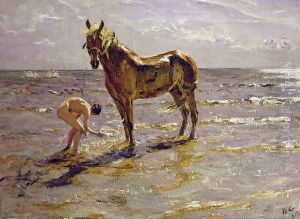 Bathing a Horse, 1905 by Valentin Aleksandrovich Serov