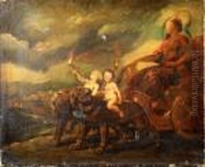 Il Carro Di Minerva Trainato Da Leoni Con Putti A Cavalcioni