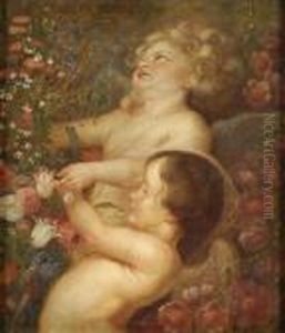 Putti Mit Blumen.