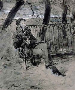 Alexander Pushkin (1865-1911) in a Park, 1899 by Valentin Aleksandrovich Serov
