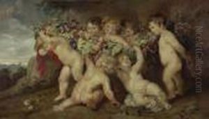 Putti Mit Blumengirlande.