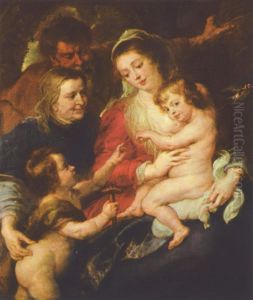 Heilige Familie Mit Elisabeth Und Johannes by (studio of) Rubens, Peter Paul