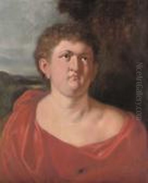 Portrait Of A Gentleman, Bust-length, In Red Robes, A Landscape Beyond - view 1