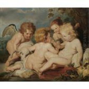 The Christ Child With The Infant Saint John The Baptist And Putti In A Landscape by (studio of) Rubens, Peter Paul