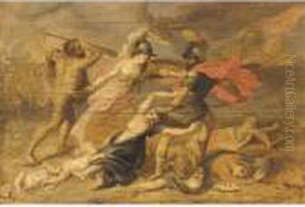 Hercules And Minerva Fighting Mars - view 1