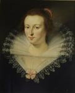 Portrait Of A Lady, Head And Shoulders, Wearing A Blackdress With Lace Collar/ruff by (studio of) Rubens, Peter Paul
