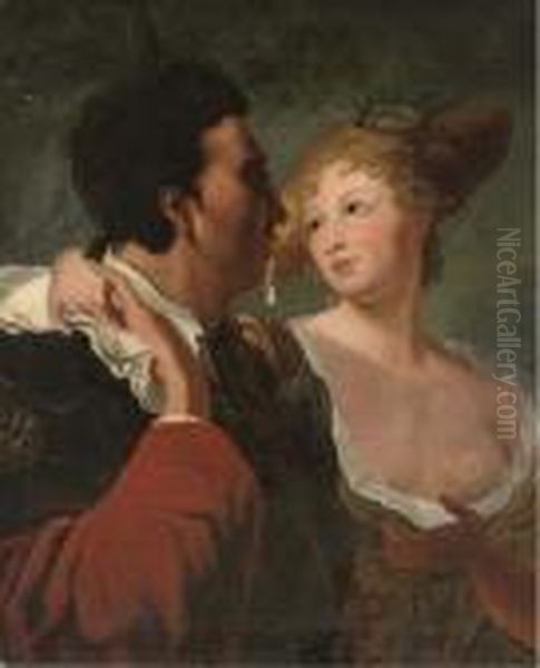 A Pilgrim To Santiago De Compostela Speaking To A Girl In Ahat - view 1