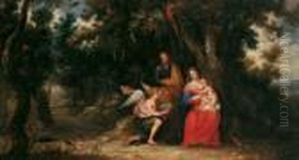 Umkreis Die Rast Der Heiligen
Familie Auf Der Flucht Nach Agypten. Ol Auf Leinwand . H 60; B 110 Cm.
Die Landschaft Und Tiere In Der Art Von J. Breughel D.a - view 1
