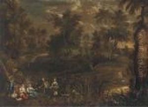 A Wooded River Landscape With Elegant Company In Theforeground by (studio of) Rubens, Peter Paul